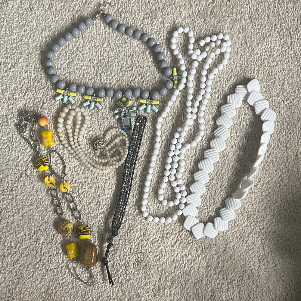 Assorted Beaded Necklaces - White, Gray, Yellow... vintage
